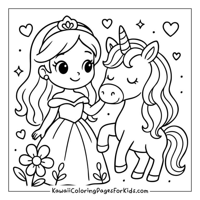Princess Coloring Pages – Free Cute & Kawaii Printables for Kids