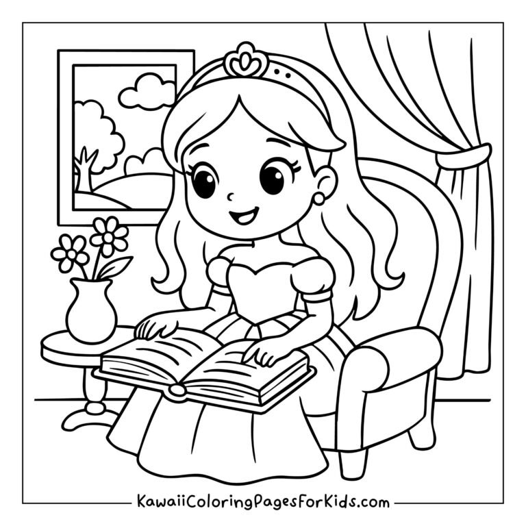 Princess Coloring Pages – Free Cute & Kawaii Printables for Kids