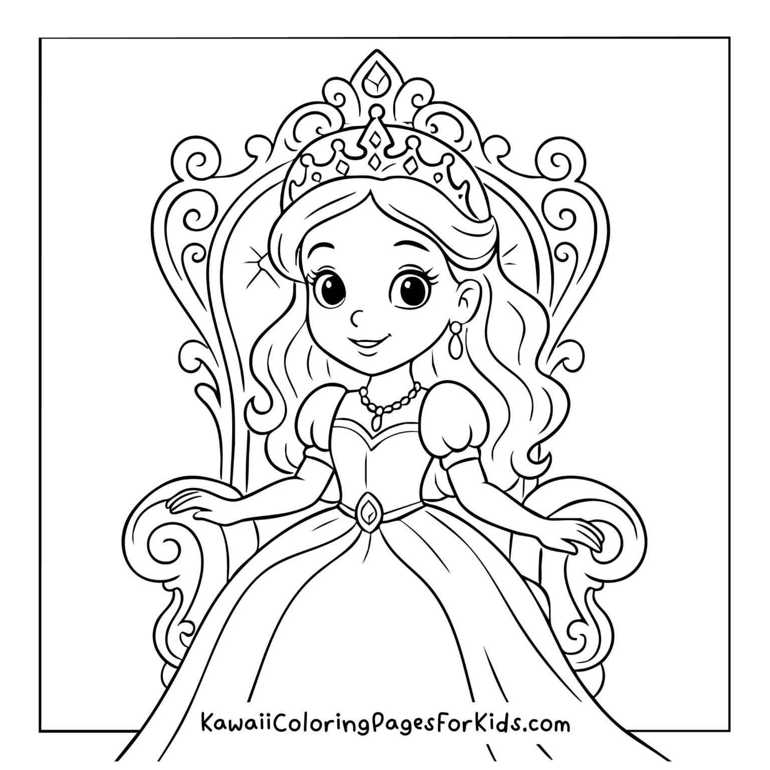 Princess Coloring Pages – Free Cute & Kawaii Printables for Kids