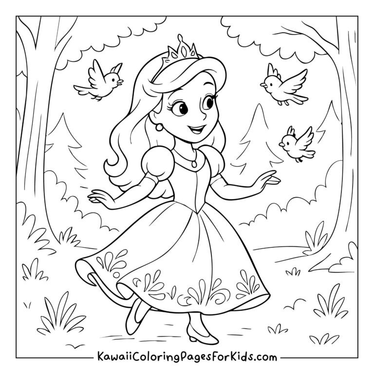 Princess Coloring Pages – Free Cute & Kawaii Printables for Kids